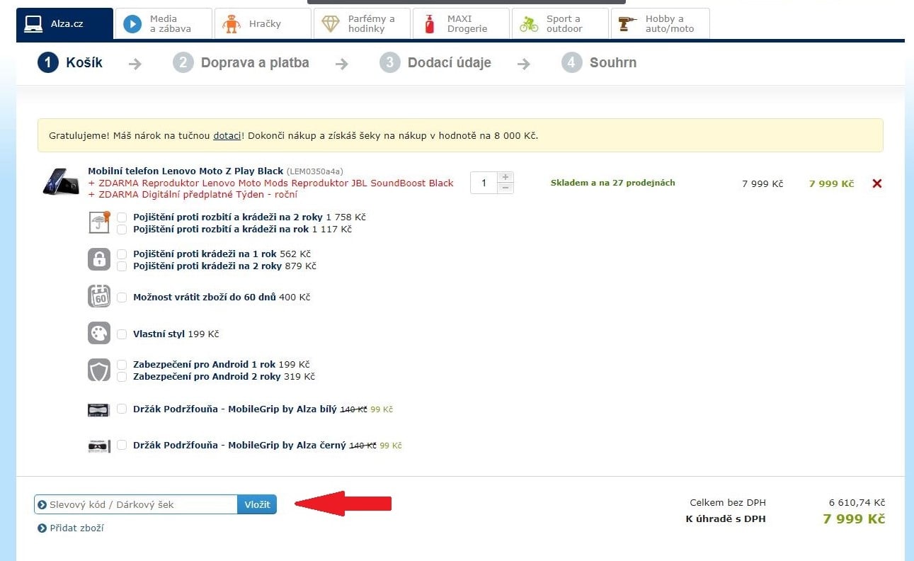 Obrázek portálu Alza.cz, kde můžete uplatnit slevy