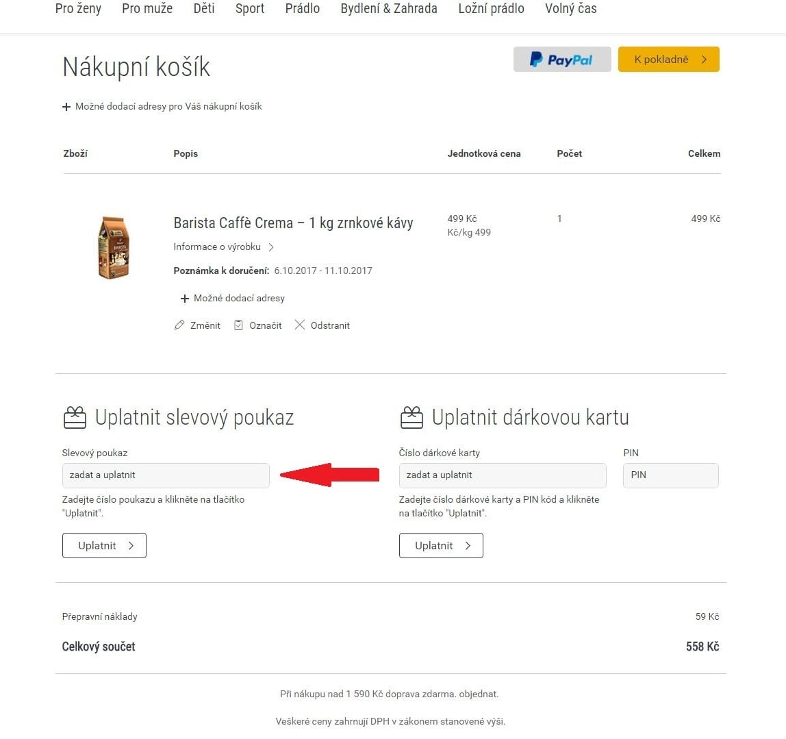 Obrázek portálu Tchibo, kde můžete uplatnit slevy