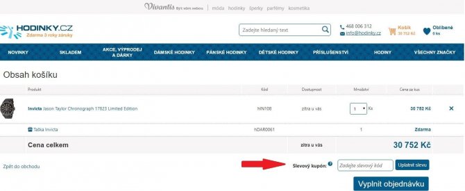 Obrázek portálu Hodinky.cz, kde můžete uplatnit slevy