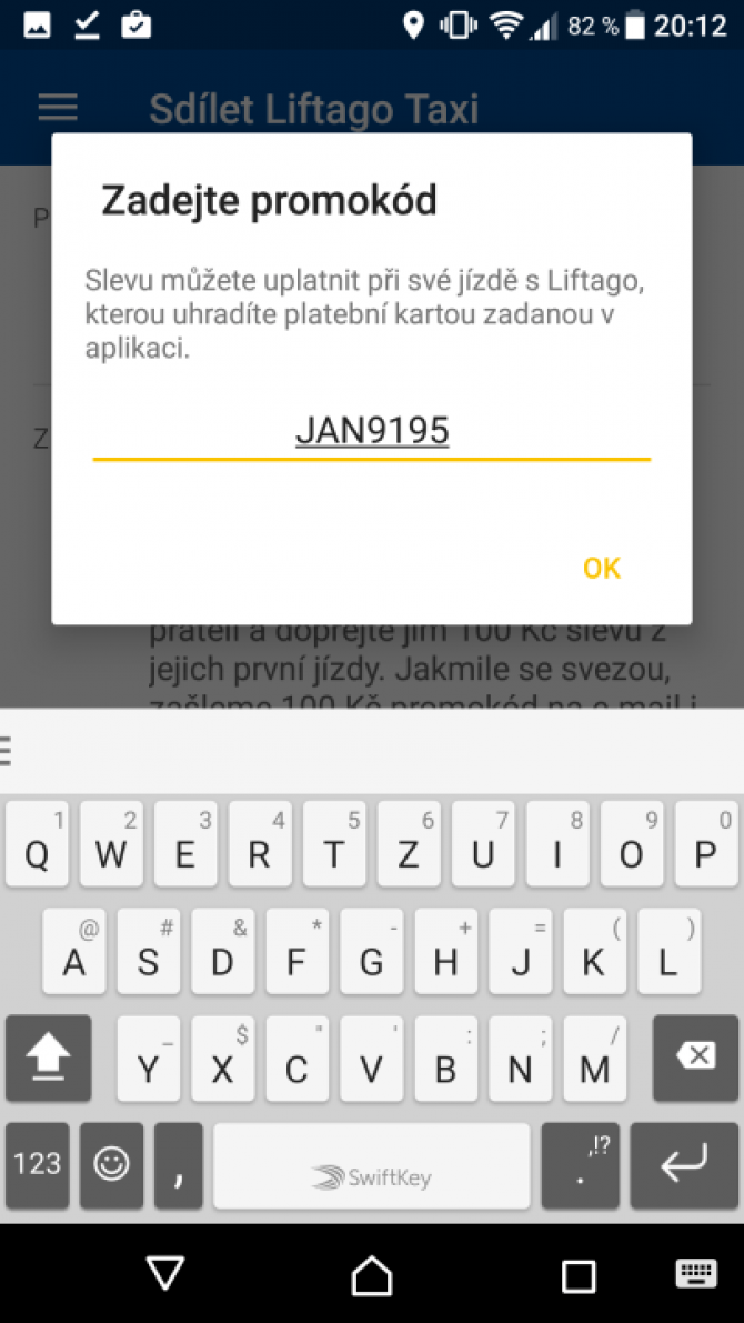 Jak uplatnit promokód na Liftago - uplatnění kódu