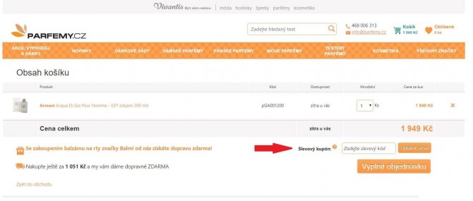 Obrázek portálu Parfémy, kde můžete uplatnit slevy
