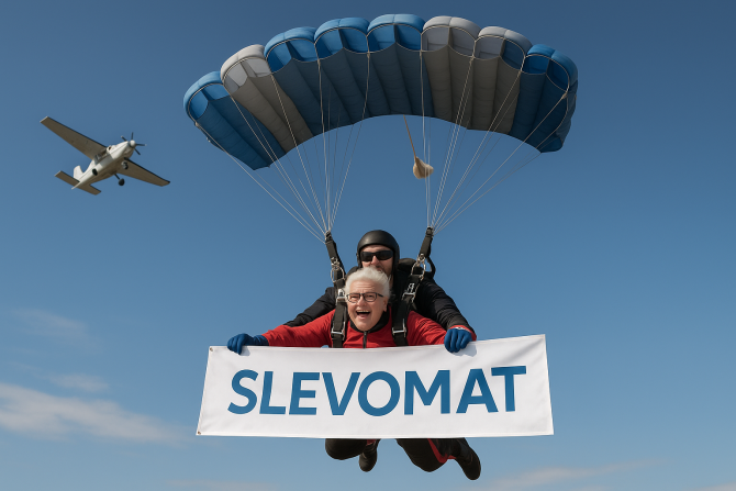 Slevomat babička na padáku